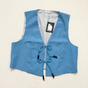 Only Carmakoma Loose Tie Vest in Azure Blue, Size 46